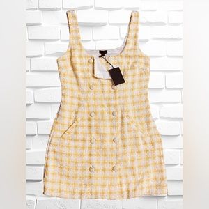 NBD Women’s Size Medium Bergette Mini Dress In Yellow & White • Double Breasted